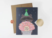 Load image into Gallery viewer, Raccoon Cupcake Scratch-Off Card