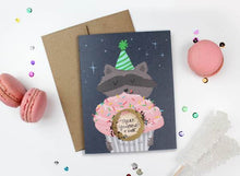 Load image into Gallery viewer, Raccoon Cupcake Scratch-Off Card