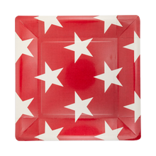 Load image into Gallery viewer, Square Red Star Paper Plates
