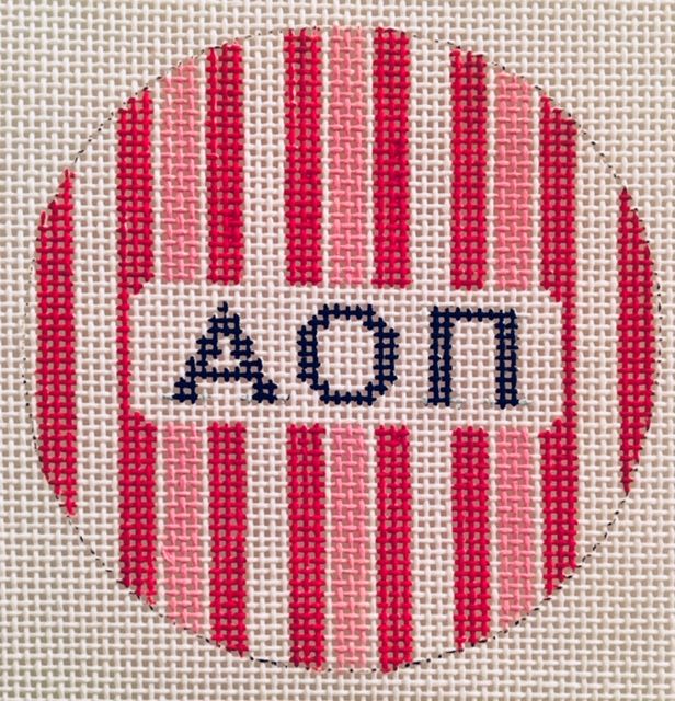 Alpha Omicron Pi Stripe Round