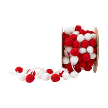 Load image into Gallery viewer, Red &amp; White Pom Poms

