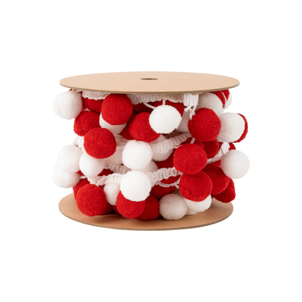 Red & White Pom Poms