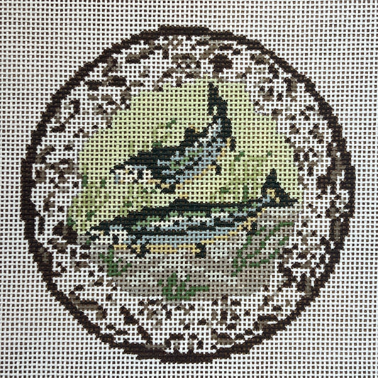 Salmon Transferware Plate