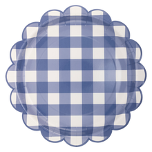 Load image into Gallery viewer, Blue Gingham Paper Plate
