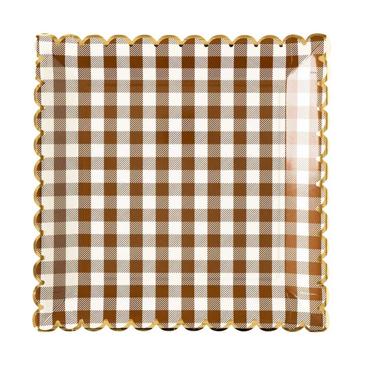 Brown Gingham Plates