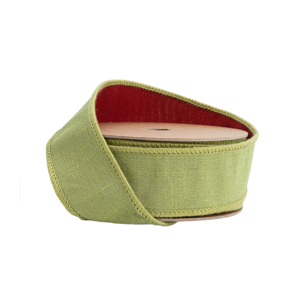 Reversible Lime Dupioni Ribbon