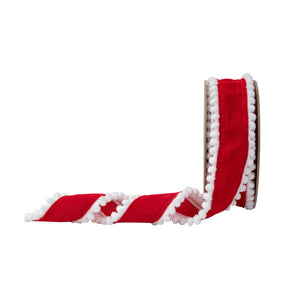 Red with White Pom Poms
