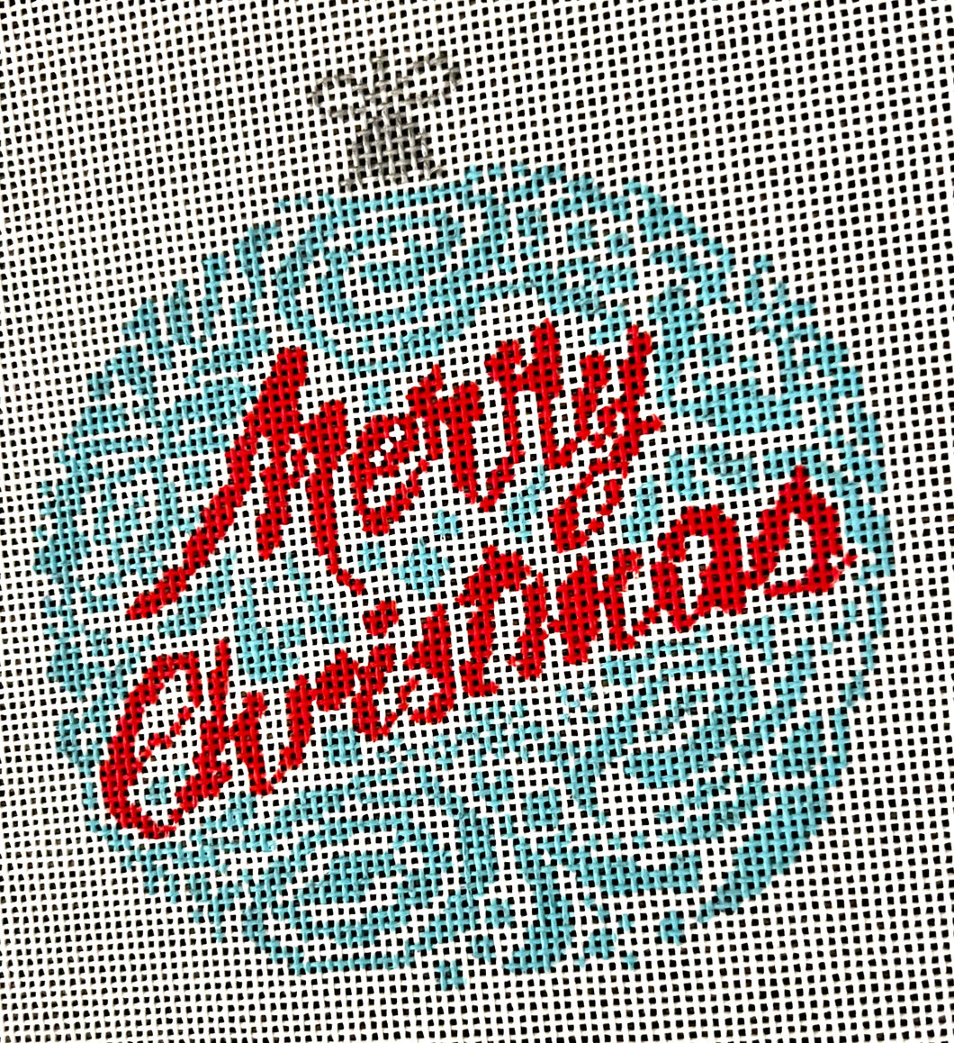 Small Merry Christmas Ornament - Blue