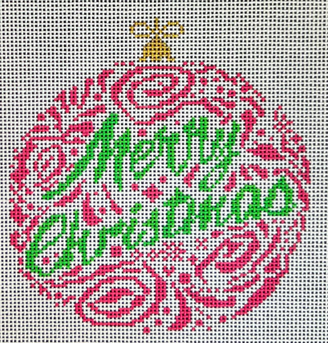 Small Merry Christmas Ornament - Red