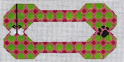 Dog Bone - Paw & Bone - Green and Fuchsia