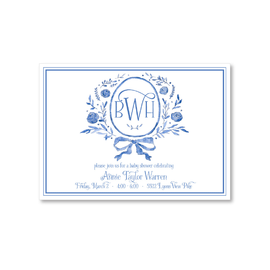 Blue Wreath Invitations