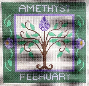 February Birthstone Floral Square