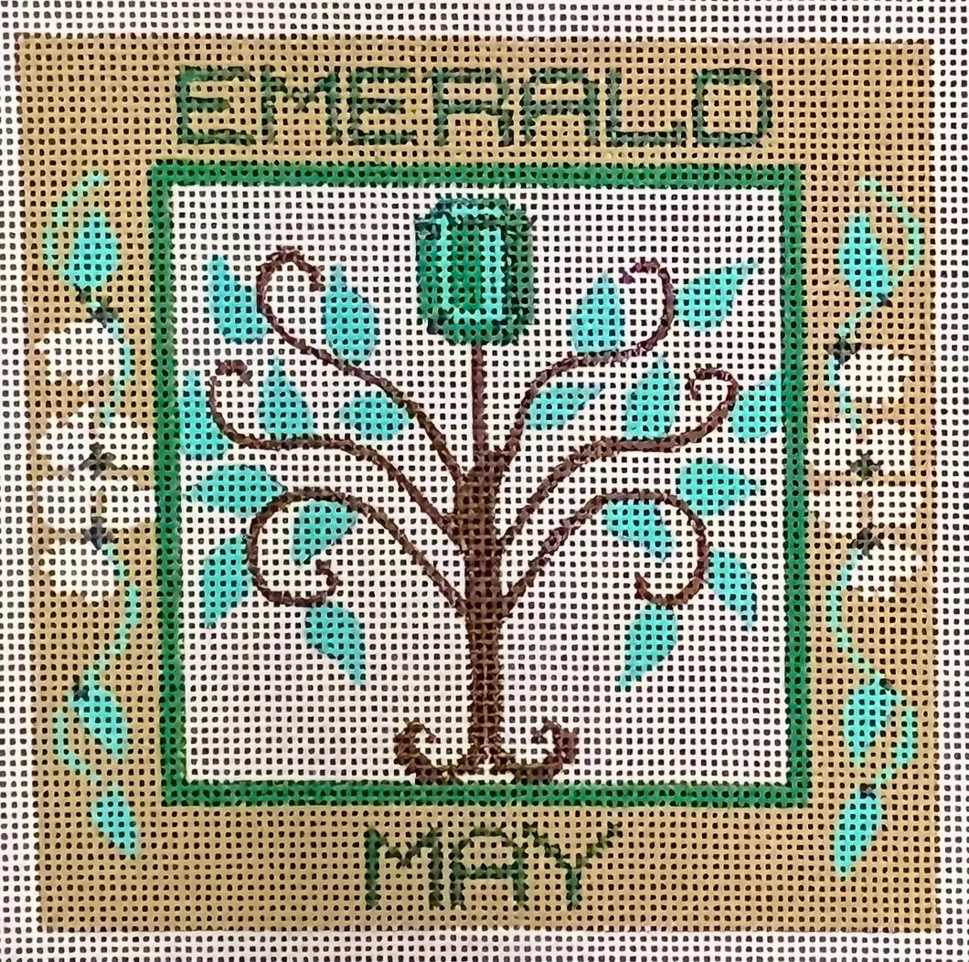 May Birthstone Floral Square