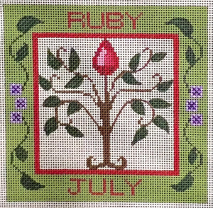 July Birthstone Floral Square