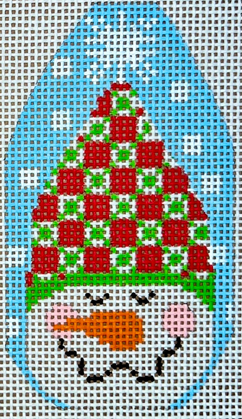 Snowman Ornament - Hat with White Squares