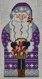 Father Christmas - Purple holding Poinsettias