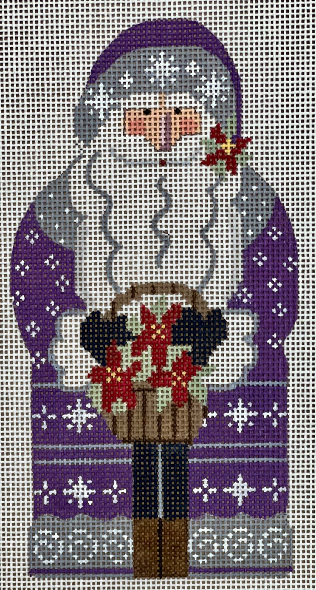 Father Christmas - Purple holding Poinsettias