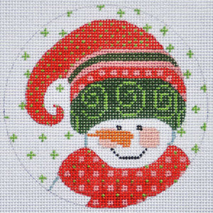 Green and Pink Snowman Ornament