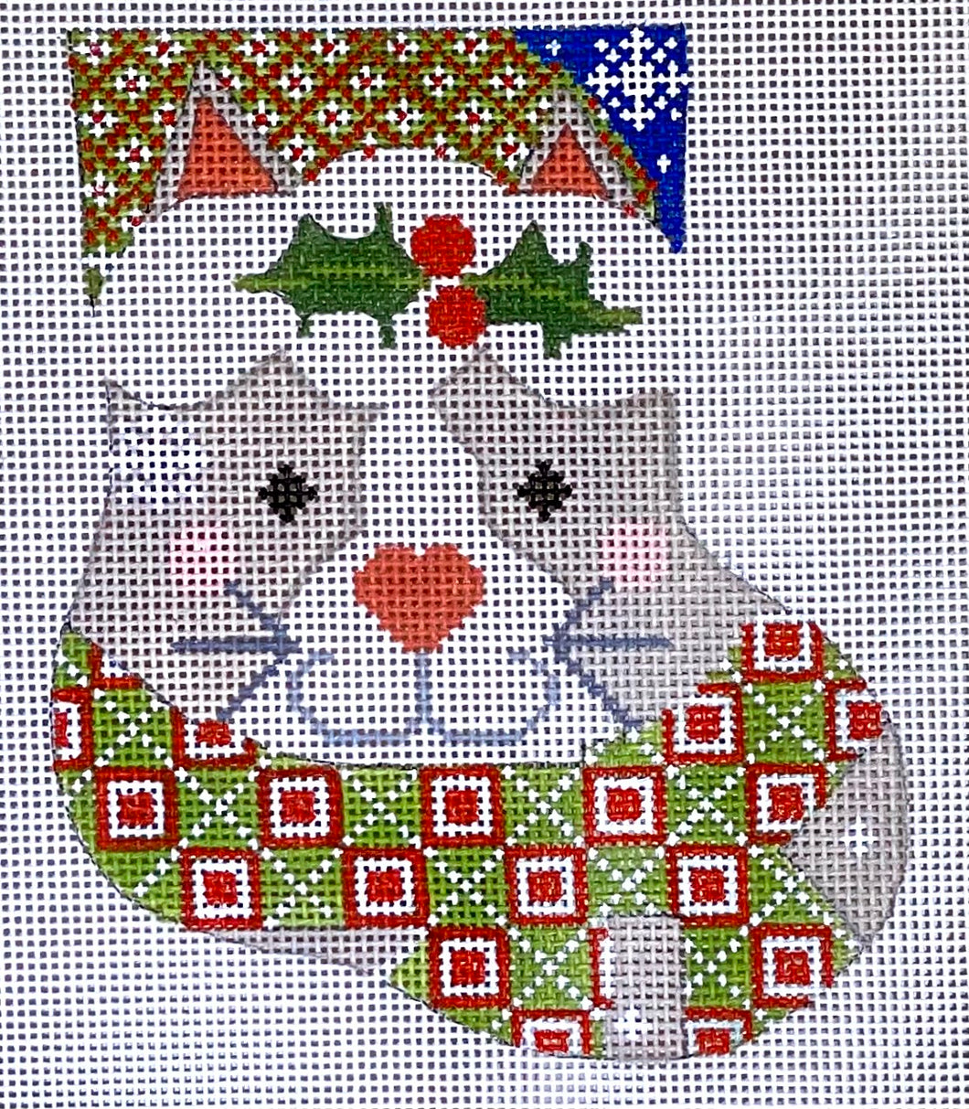 Grey Cat with Holly Mini Stocking