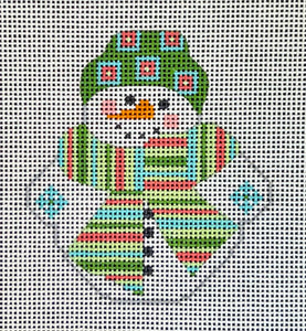 Snowman with Colorful Striped Scarf