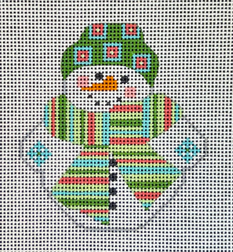 Snowman with Colorful Striped Scarf