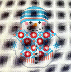 Snowman with Blue Flowered Scarf