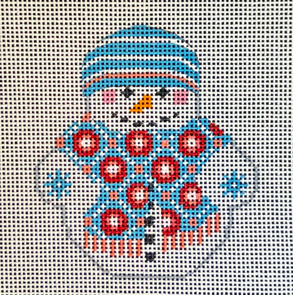 Snowman with Blue Flowered Scarf