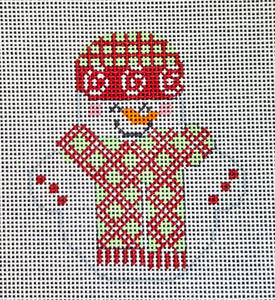 Snowman with Green and Red Diamonds Scarf