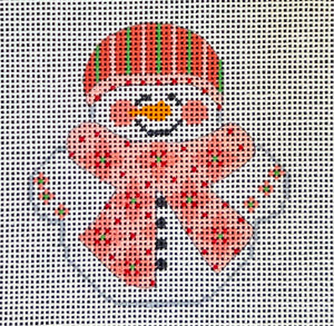 Snowman with Pink Flowered Scarf