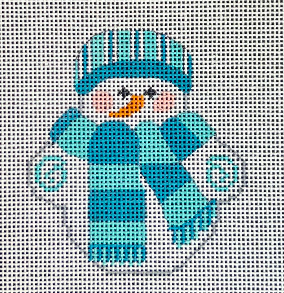 Snowman with Blue Striped Scarf
