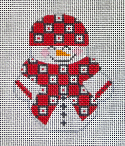 Snowman with Red and Black Squares Scarf