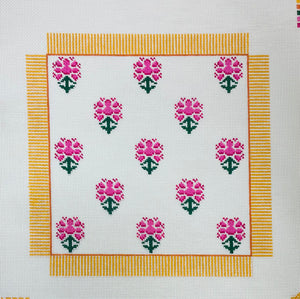 Pink Block Print with Yellow Stripe