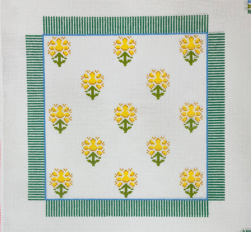 Mustard Block Print with Pink Stripes