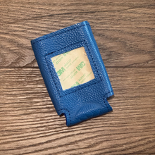 Load image into Gallery viewer, Blue Leather Self-Finishing Can Cooler
