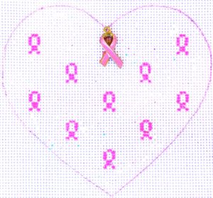 Pink Ribbon Heart White