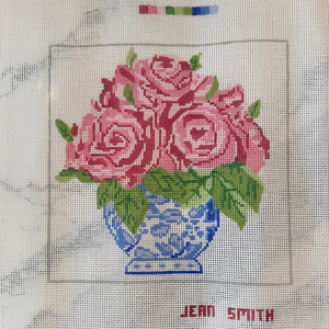 Blue Vase of Roses