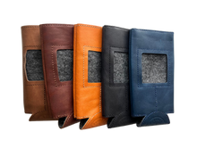 Load image into Gallery viewer, Leather  Self-Finishing Slim Can Cooler
