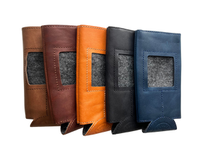 Leather  Self-Finishing Slim Can Cooler