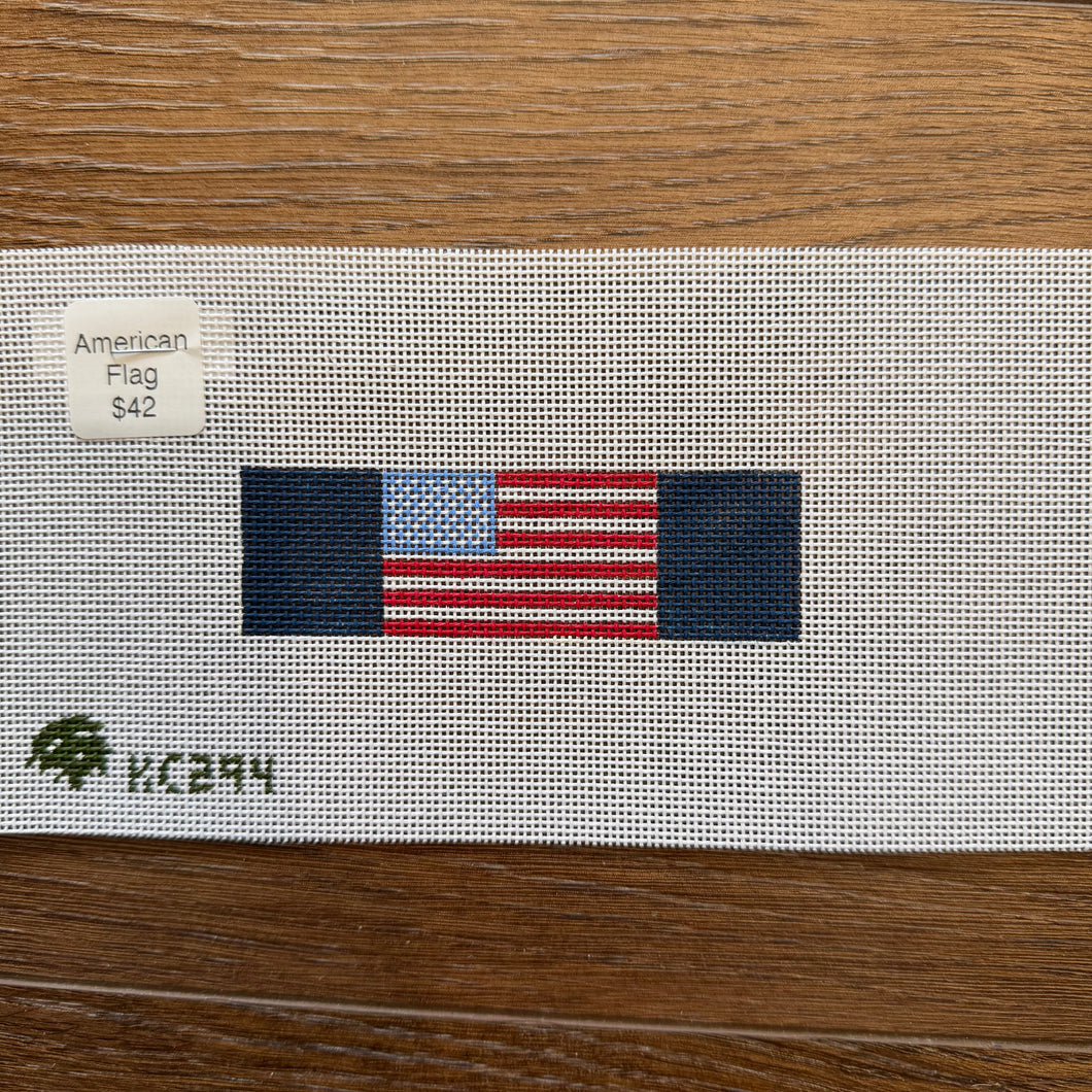 American Flag on Navy Flat Key Fob