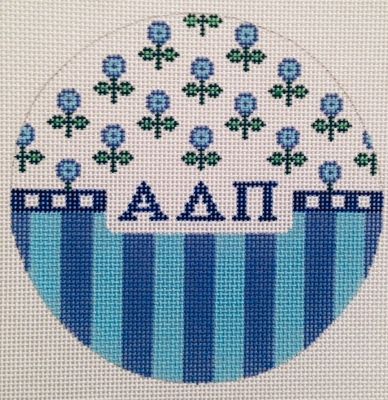 Alpha Delta Pi Stripes & Flower Round