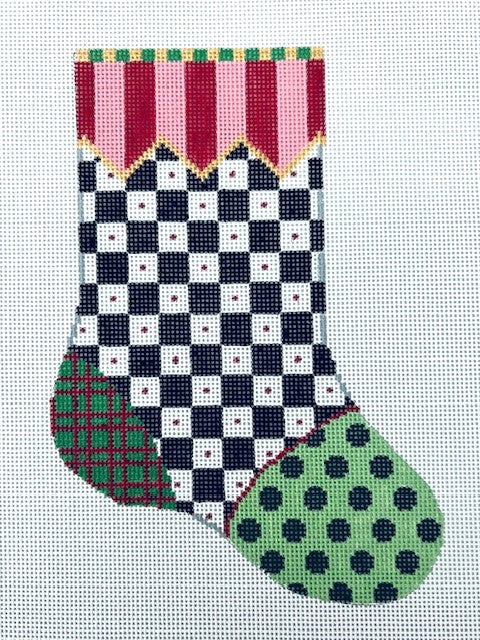 Multi with Black Checks Mini Stocking