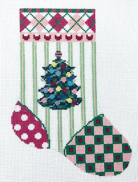 Tree on Pink Mini Stocking