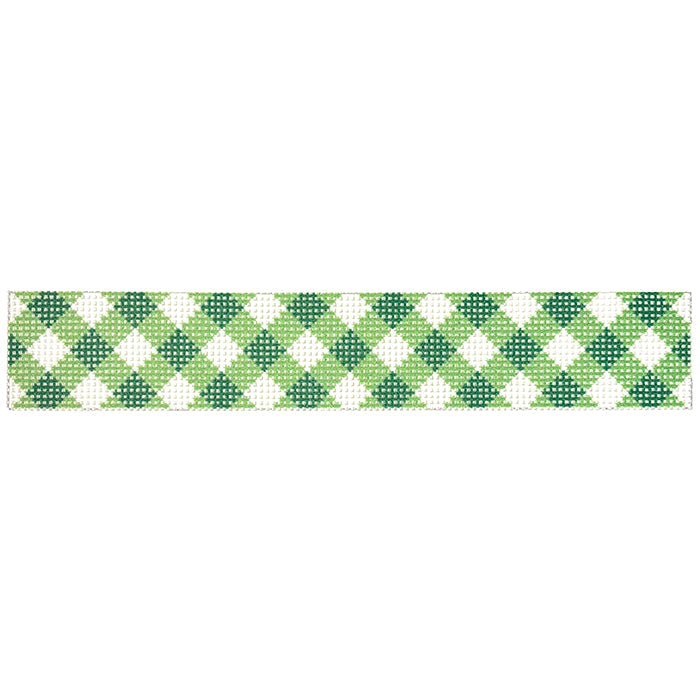 Green Gingham Key Fob