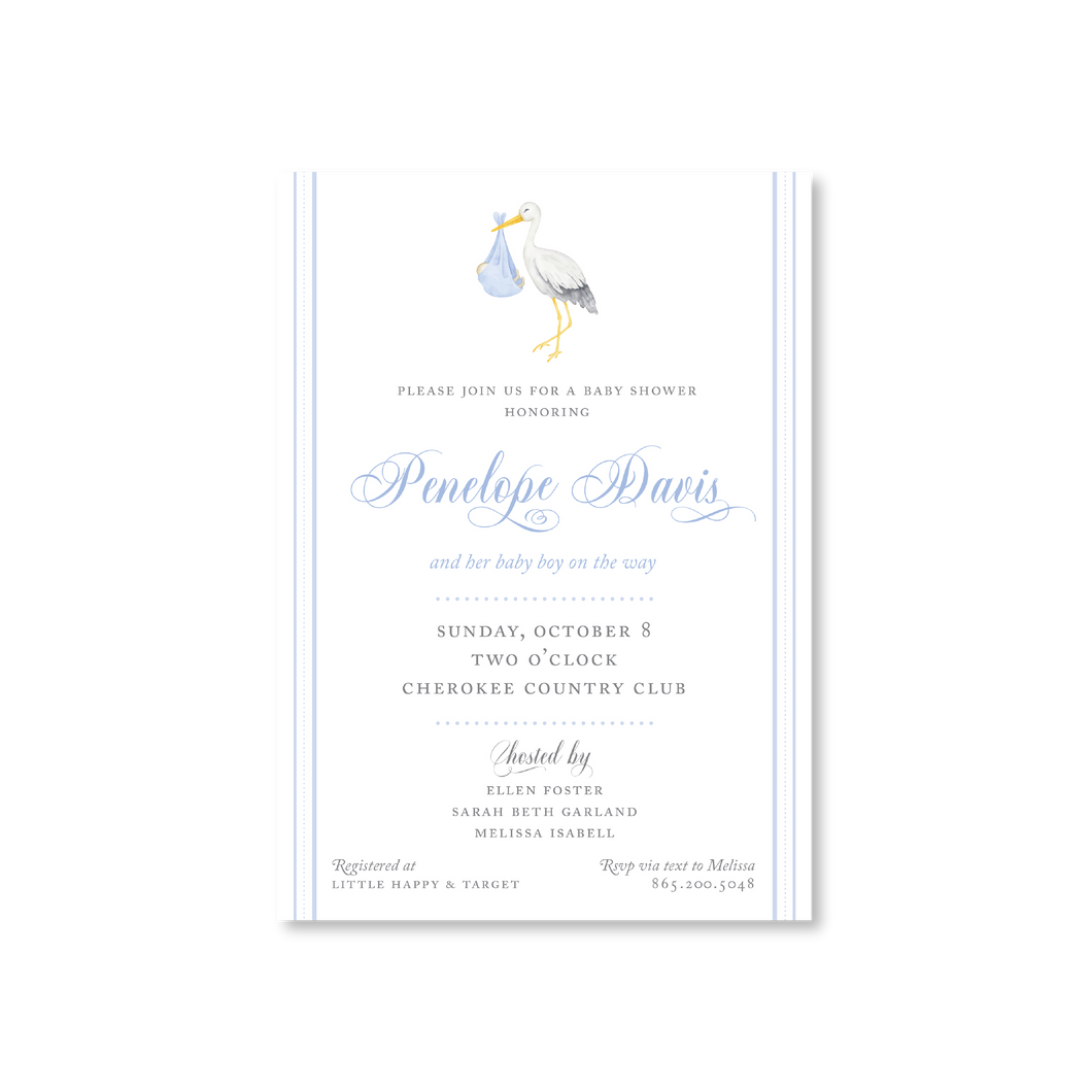 Blue Stork Invitations