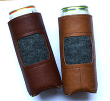 Load image into Gallery viewer, Leather  Self-Finishing Slim Can Cooler

