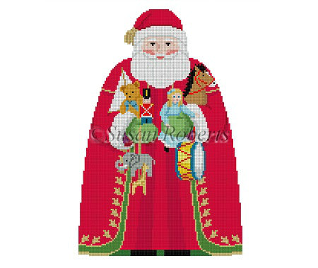 Santa with Toys Tree Topper Canvas