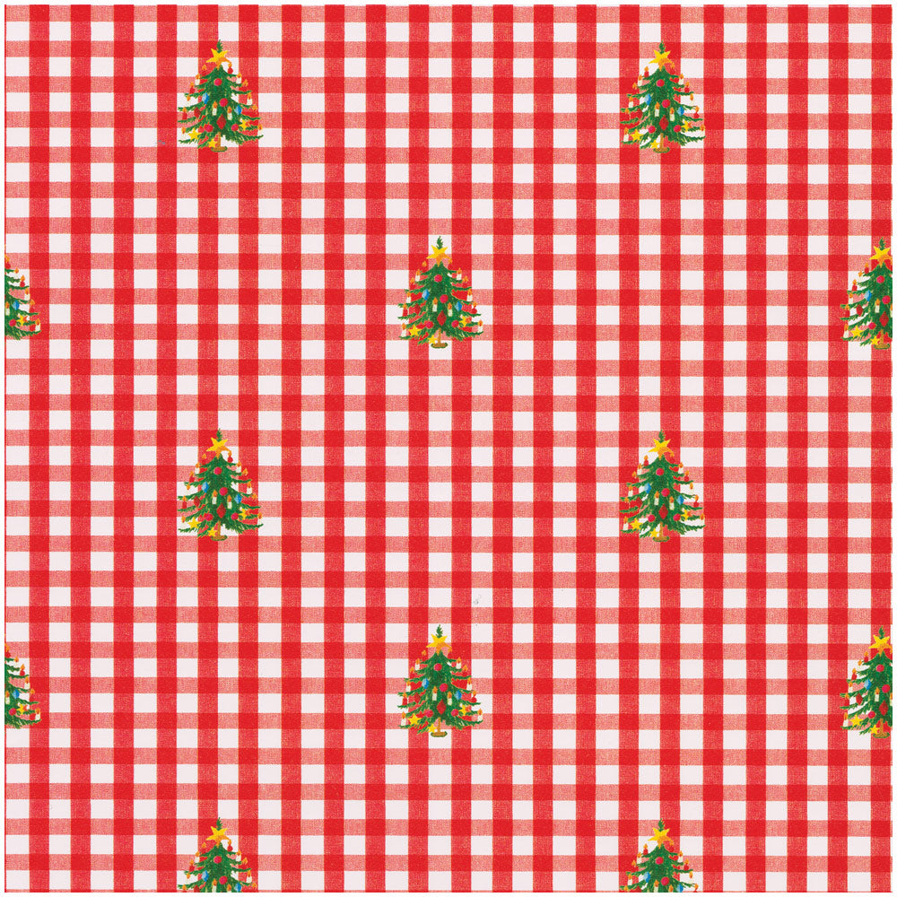 Christmas Tree Gingham Gift Wrap