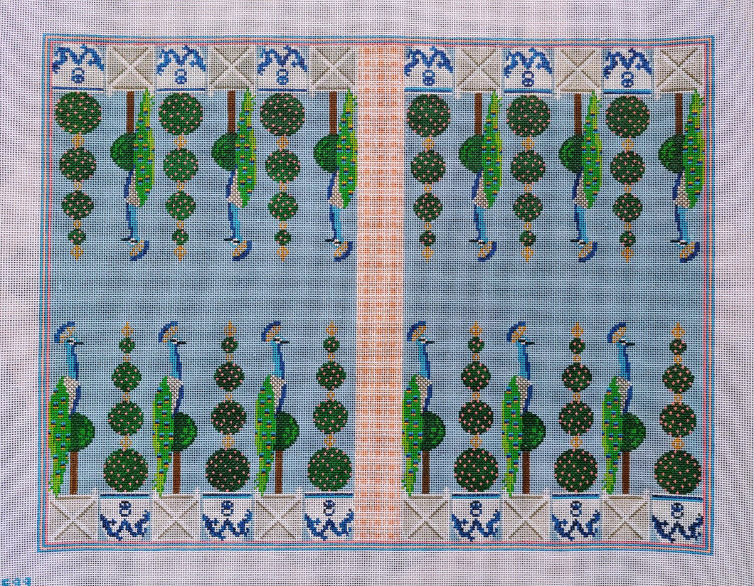 Peacock & Topiary Backgammon Canvas