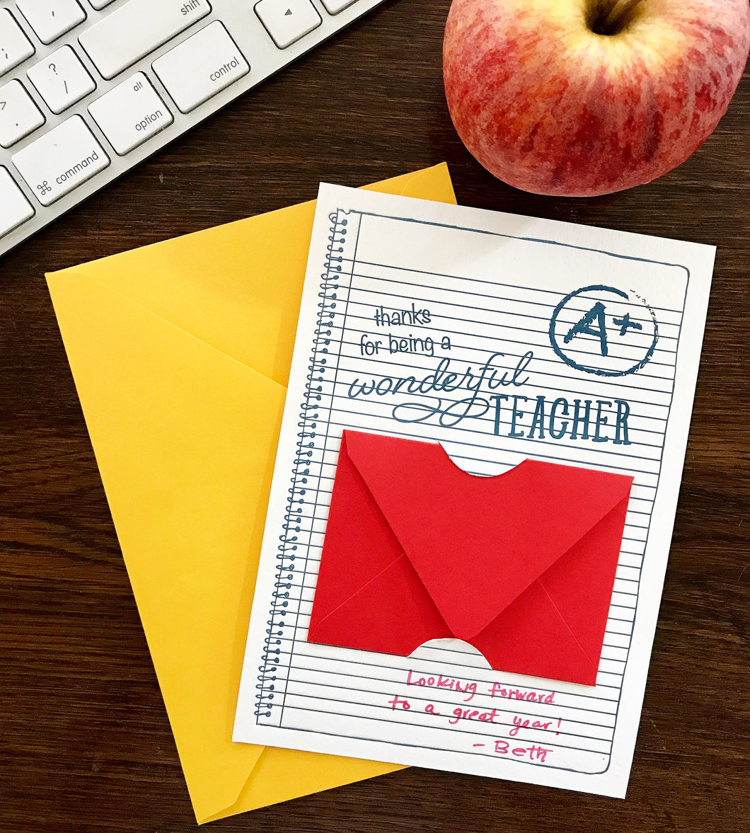 Wonderful Teacher Gift Card Holder Card