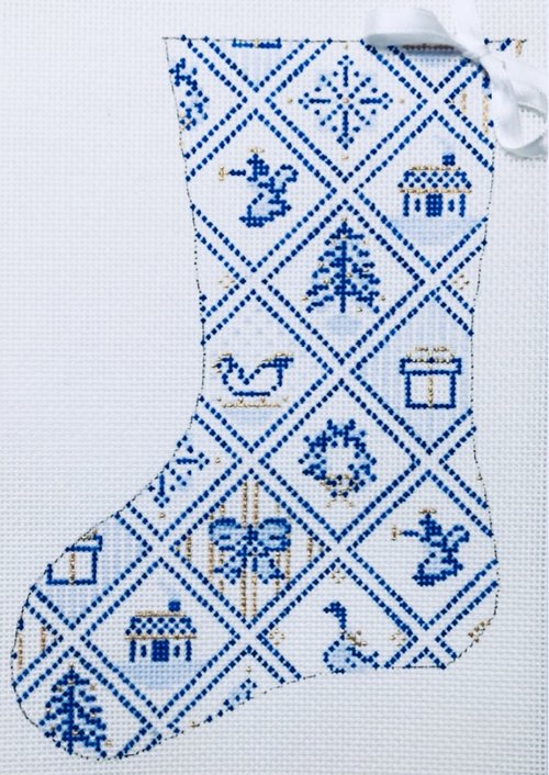 Blue & White Tiles Mini Stocking
